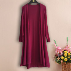 2017 new dress coat shawl chiffon shirt sleeved Cardigan Size and a long coat in the summer 3XL Claret