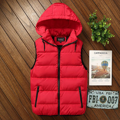 New lovers down cotton men's vest vest Korean size coat vest vest female thickening 3XL Big red