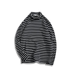 @ Aberdeen literary men of the spring and autumn Korean striped long sleeved T-shirt male sleeve head turtlenecks youth shirt 3XL Black and white stripes