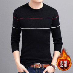 Nanjiren young men's cashmere sweaters with thick long sleeved T-shirt collar knitted shirt Chao Qiu dongkuan 175/XL [recommended 140-155 Jin] Gun black