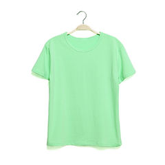 New summer simple plain solid tide Korean men's men's short sleeve T-shirt cotton short sleeved shirt male tee 3XL light green