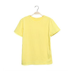 New summer simple plain solid tide Korean men's men's short sleeve T-shirt cotton short sleeved shirt male tee 3XL Bright yellow