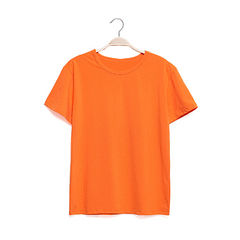 New summer simple plain solid tide Korean men's men's short sleeve T-shirt cotton short sleeved shirt male tee 3XL Orange