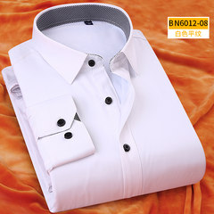 The winter with cashmere thickened long sleeved shirt male occupation solid tooling White XL business casual shirt warm 46 [for 210-220 Jin] White collar