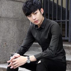 Autumn shirt sleeved young Korean slim trend pure white suit shirt dress tide business work 3XL black