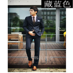 Autumn and winter business men's trousers slim casual suit pants black dress Korean feet thin iron thickened tide 30 (shipped on the same day) Zanglan (thick section) straight slim