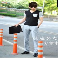 Autumn and winter business men's trousers slim casual suit pants black dress Korean feet thin iron thickened tide 30 (shipped on the same day) Gray (thin) straight cylinder self-cultivation