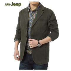 AFS JEEP spring and autumn season jacket, men's pure cotton thin, loose big size small suit, youth casual suit jacket tide Collection, purchase priority shipment Army green
