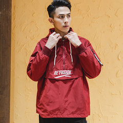 In the tide of embroidery letter jackets Bboy American hip-hop loose coat sleeve head windbreaker casual male students 3XL gules