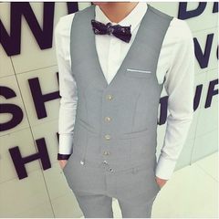 Mens Suit suit vest vest vest Korean slim thin spring season British style leisure little Ma Jianan 3XL DM08 light grey