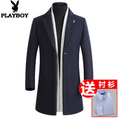 Long wool coat dandy 2017 new men in autumn and winter's handsome woolen coat coat 175/88A Tibet Navy