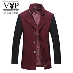 Dandy VIP new men's wool coat winter wool woolen young long coat tide 190/XXXL is fit for weight 165---180 Jin wear gules