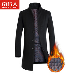 Nanjiren 2017 autumn and winter coat in the long section of male young Korean Wool Jacket Mens windbreaker slim 175/88A Black without cotton