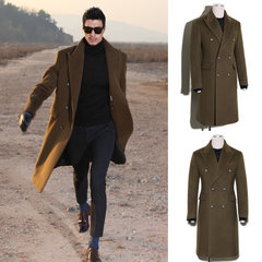 Men's windbreaker winter woolen coat in the long section of British style male teenagers fall 2017 new men jacket L recommends 125-135 Jin [cotton] Camel