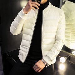 The new winter coat jacket slim young male leather coat thickening trend of Korean casual cotton short handsome 3XL Beige