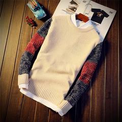 Autumn and winter men's T-shirt sweater Pullover Sweater fashion men's Korean cultivating students 3XL 885 Khaki [single piece]