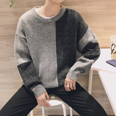 2017 autumn and winter new men's sweater loose sweater Korean winter color personality trend M gray