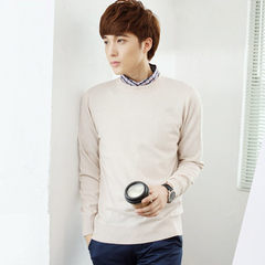 Male - sweater cashmere sweater thickening set loose color code V head and collar sweater knit backing 3XL Beige