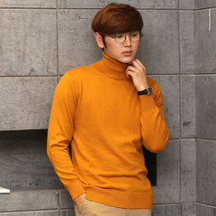 Autumn and winter 100% pure cashmere sweater Polo head set solid colored body knitted sweater sweater thickened male backing 3XL Ginger