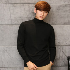 Autumn and winter 100% pure cashmere sweater Polo head set solid colored body knitted sweater sweater thickened male backing 3XL black