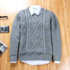 The winter men's sweater T-shirt with thickened cashmere sweater hedging warm sweater SHIRT MENS Korean tide 3XL 7001 gray (ordinary paragraph no cashmere)