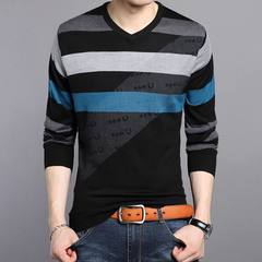 Special offer every day in the autumn of 2017 new men's pure V collar sweater slim T shirt sweater 165/M 13333 black