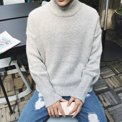 Men's winter half Ma Haimao loose sweater pure Korean turtleneck sweater hedging tide student leisure sweater M Light grey