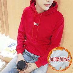 The reds with a deft hoodie coat male autumn winter autumn Korean students the spirit of social guy with long sleeves Clothing code is small, it is recommended to shoot a big code Simple red Hoodie