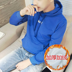 The reds with a deft hoodie coat male autumn winter autumn Korean students the spirit of social guy with long sleeves Clothing code is small, it is recommended to shoot a big code Simple Blue Hoodie