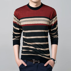 Fall fashion new men's Long Sleeve Shirt Mens size coat thin sweater knitted T-shirt bottoming youth Support fifteen days to return goods 8501 (red)