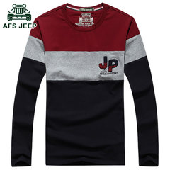 Battlefield Jeep male autumn long sleeved t-shirt t-shirt cotton sweater loose male size sport shirt male About XL155-175 Jin Red 864 (thin paragraph)
