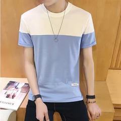 In the summer of 2017 new men's T-shirt short sleeve clothes on the trend of Korean students relaxed compassionate personality 3XL 2 sky blue