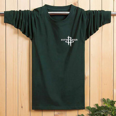 Special offer every autumn fat men's T-shirt Long Sleeve Shirt XL SIZE tide brand men's cotton fat coat L recommends 120-145 Jin Rocket green