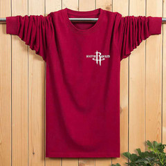 Special offer every autumn fat men's T-shirt Long Sleeve Shirt XL SIZE tide brand men's cotton fat coat L recommends 120-145 Jin Rocket wine red