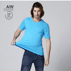 Men's short sleeve T-shirt in summer t-shirt t-shirt t-shirt men loose solid overalls T-shirts to map custom support 3XL Sky blue