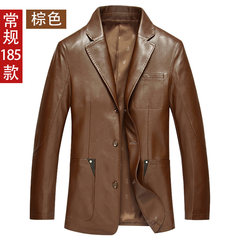 New Haining high-end men's leather leather leather suit Mens Leather Jacket slim men's leather jacket special offer XL/180 185 Brown