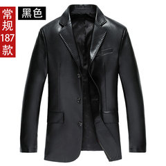 New Haining high-end men's leather leather leather suit Mens Leather Jacket slim men's leather jacket special offer XL/180 187 black