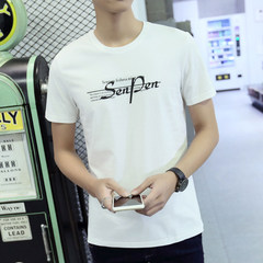 The 2017 summer men's short sleeve t-shirt t-shirt stamp size Korean slim youth Short Sleeve Shirt Boys trend XL (140-155 Jin) Short sleeved slim SP