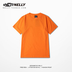 Ulzzang retro tide brand T-shirt 2017 summer new solid half sleeve short sleeved T-shirt and breathable 3XL orange