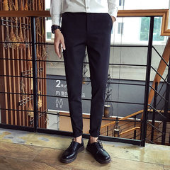 Casual pants slim pants suit slim male Korean men nine feet pants pants pants plus Velvet Pants trend Thirty-four Black trousers