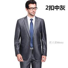Men's suits, business suits suit middle-aged occupation code father put groom wedding dress autumn It's more convenient to take a set meal 2 buttons in the ash