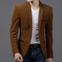 Spring and autumn Korean business casual men's suits slim young men's suit suit handsome Coat Size 3XL 801 Khaki
