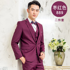 Men's suit middle-aged dad suit size occupation business suits three piece groom wedding dress in winter 180/78 (50) + send shirts 1 buckle self-cultivation single fork high -889