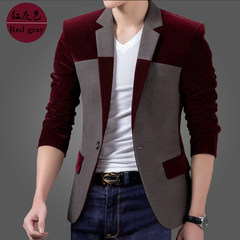 2017 men fall leisure suit jacket Slim small suit trend of Korean men handsome autumn jacket 3XL 802 wine red stitching