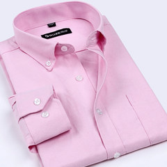 Autumn and winter in Oxford men's shirt color spinning thick DP business shirt button collar occupation dress shirt 2 minus 10 shopping car photographed automatic subtraction NJF03 Pink
