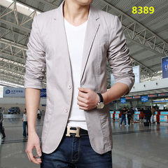 The young men's casual suit jacket and slim 2017 color small Jacket Mens clothes washed cotton 3XL 8389 metre white