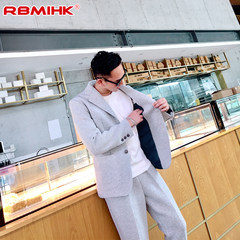 In 2017 the new thick customized space Cotton Mens Suit Han Guokuo shaped leisure suit warm light 175/88A Light gray warm money