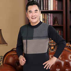 The old sweater in winter thickened middle-aged men 40-50 years old male father put round neck sweater sweater Collection priority 2213 green