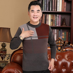 The old sweater in winter thickened middle-aged men 40-50 years old male father put round neck sweater sweater Collection priority 2213 red