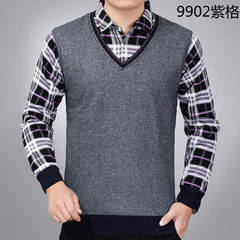 Autumn and winter sweater middle-aged man father put old male two loose knit sweater fake male clothes 115 suggestions below 150 catties 9902 Purple Velvet Case thickening